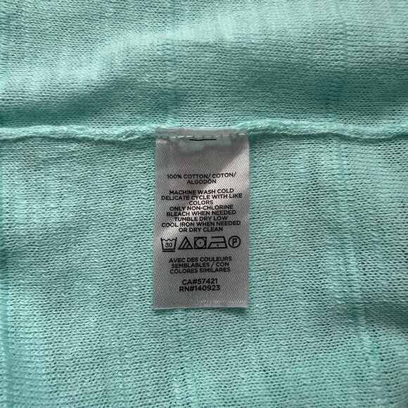 NWT Loft Outlet Mint Green Slub Cotton Open Front Sweater Cardigan Large Reg $49 - Picture 9 of 13